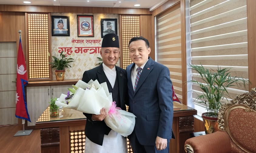 Chinese envoy Zhang calls on Home Minister Gurung