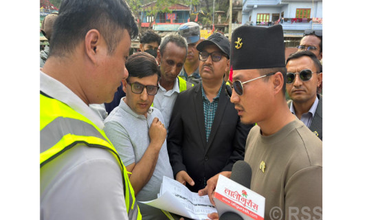 HM Gurung inspects the Narayanghat-Butwal road section