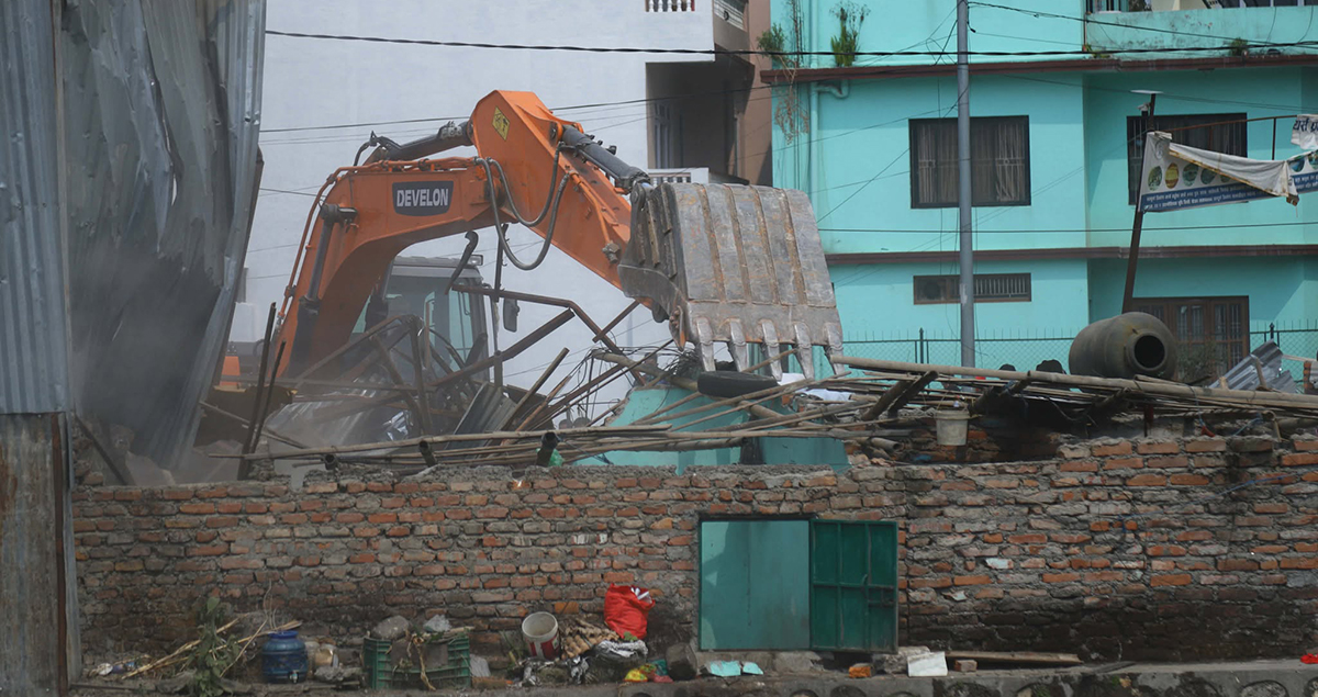 Dismantling of illegal structures begins in Gairigaun