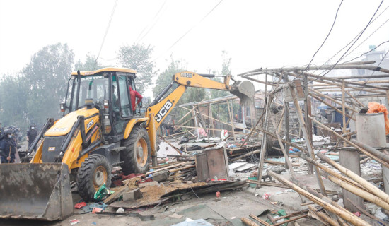 Demolition of illegal huts begins at Manohara