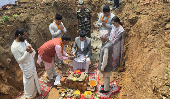 President Paudel lays foundation stone of Bhanu Literary Garden