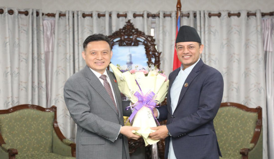 Chinese envoy pays courtesy call on Speaker Aryal
