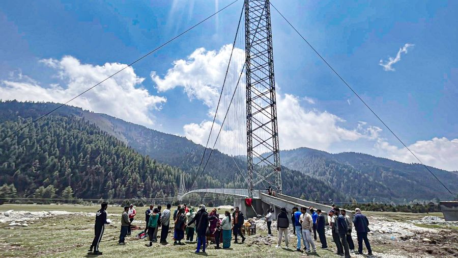Suspension bridge constructed over Uttarganga river