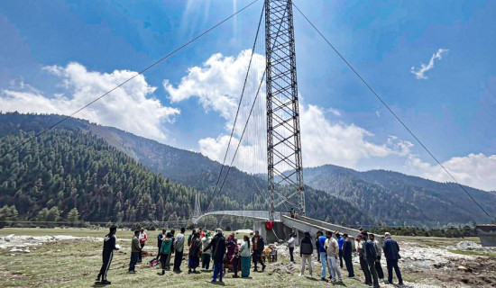 Suspension bridge constructed over Uttarganga river