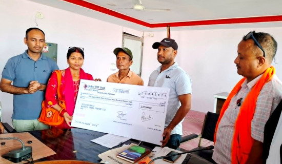 Owner of damaged house gets insurance amount under insurance scheme in Nepalgunj