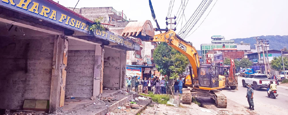 Pokhara Demolishes Structures Encroaching Firke Khola Stream