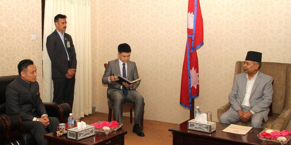 Chinese ambassador pays courtesy call on VP Yadav