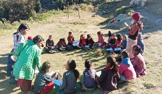 Bajura students attend classes even on holidays