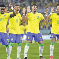 Brazil dance into quarters to meet Croatia