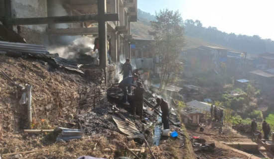 Nine houses reduced to ashes in Kalinchowk