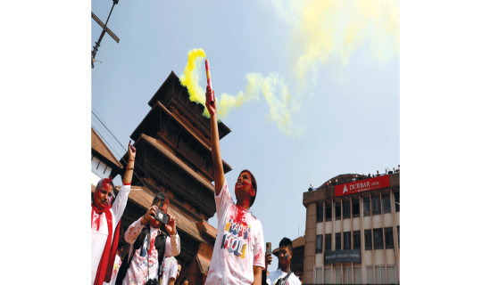 Holi revellers turn Kathmandu red
