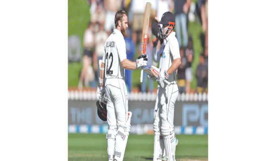 200s for Williamson, Nicholls; NZ declare at 580-4, 2nd test