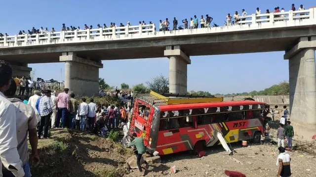 22 killed, more than 20 injured after bus falls from bridge in India