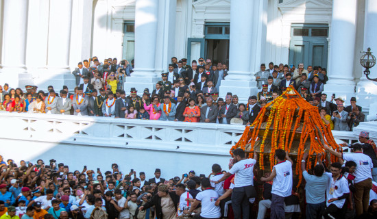 President Paudel observes Indra Jatra festival