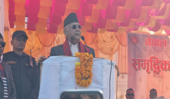 President Bhandari graces Fulpati feu de joie