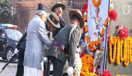 President offers wreath at statue of Prithvi Narayan Shah