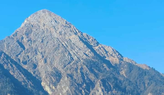 Mugu mountains turn dark in lack of snowfall