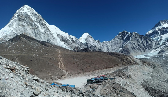 Beautiful scenery of Gorakshep and Mt. Everest