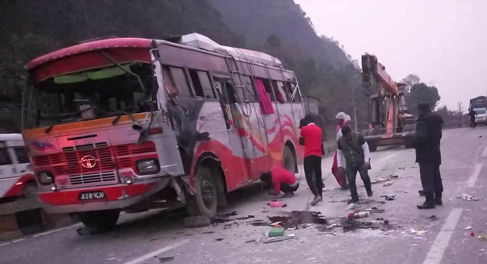 Nine injured in Pokhara bus accident