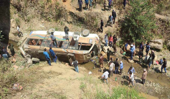 Bus to Rukum from Dang meets with accident