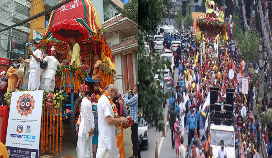 President Bhandari observes Jagannath chariot procession