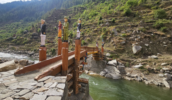 Artistic bridge over Jumla's Hima River