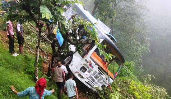 Eight injured in Ramechhap bus accident