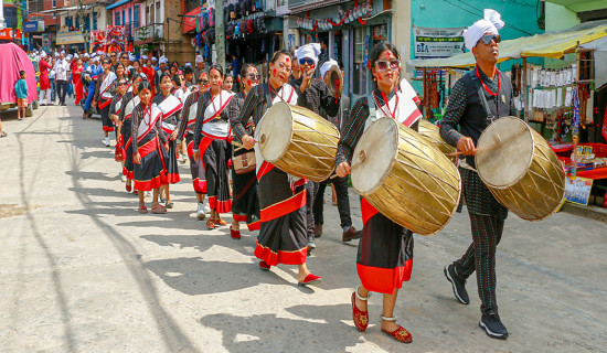 Demonstrating Newari culture in Khandbari