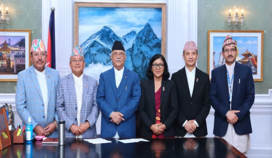 EC office-bearers discuss by-election preparation with PM Oli