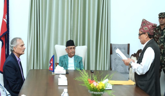 PM Oli pledges to work together to conclude transitional justice