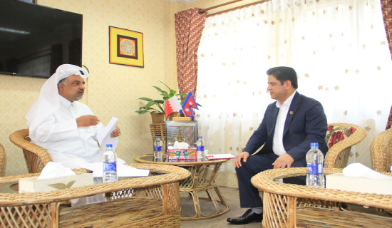 Qatari ambassador calls on Minister Bhandari with invitation for Qatar visit