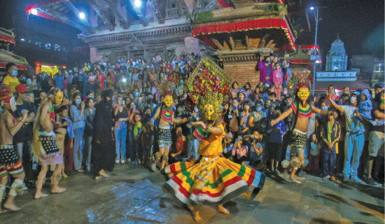 Rehearsal of Mahakali dance for Indra Jatra begins