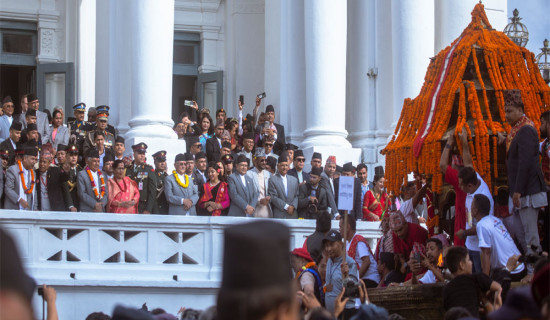 President Paudel observes Indra Jatra festival