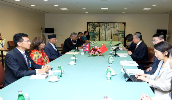 PM Oli, Chinese Foreign Minister Wang meet