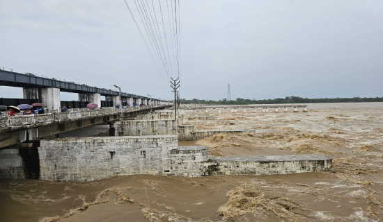 All 36 sluice gates of Gandak barrage opened