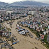 Dry landslide damages eight containers near Tatopani in Rasuwa