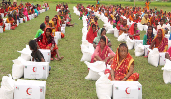 Humanitarian aid distributed to flood victims in Sunsari