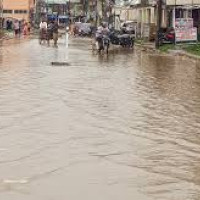 A section of road along Siddhartha Highway sinks, vehicles stranded