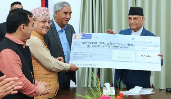 NC, UML deposit Rs five million each to Prime Minister Disaster Relief Fund