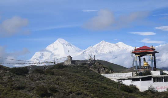 Snow range seen from Muktinath Temple