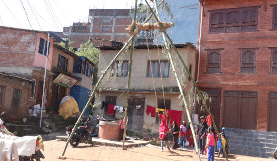 Locals enjoying swing in Sankhu