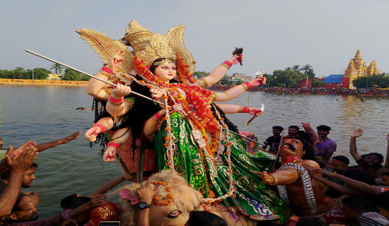 Durga Bhawani idol immersion in Mahottari