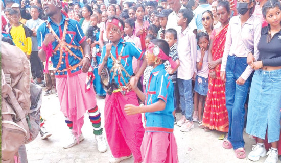 Santhal dance, main attraction of Dashain fairs in Jhapa