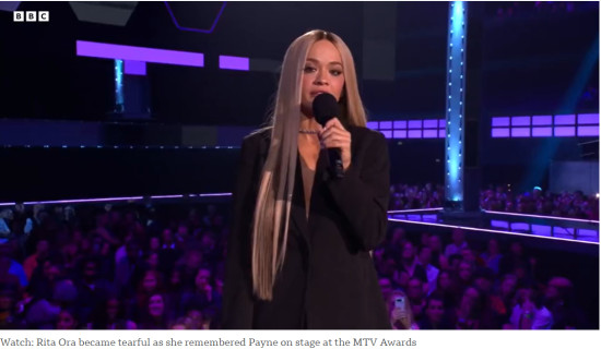 Rita Ora is tearful in tribute to Liam Payne at MTV Awards