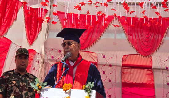 PM Oli arrives to attend convocation ceremony of KAHS