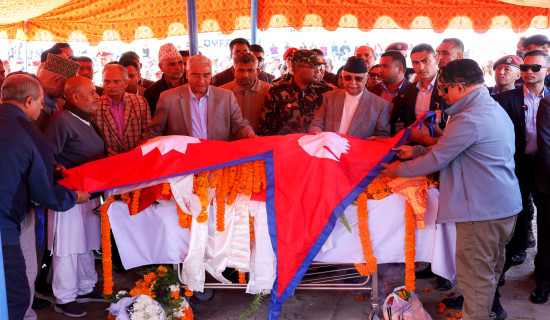 PM Oli, leaders pay homage to former speaker Dhungana