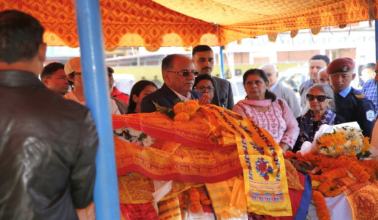 Speaker Ghimire, former PMs Prachanda, Nepal pay tributes to late Dhungana