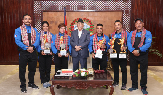 PM Oli honours bodybuilding competition winners