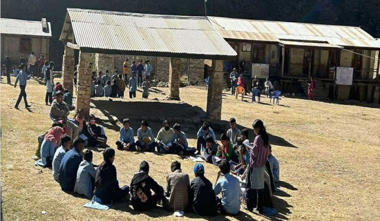 Humla schools run classes in open to avoid cold