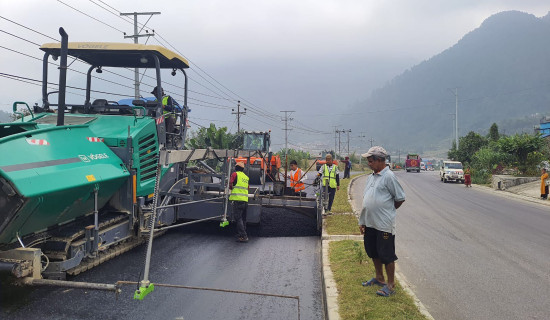 Final Asphalt work on Muglin-Pokhara road